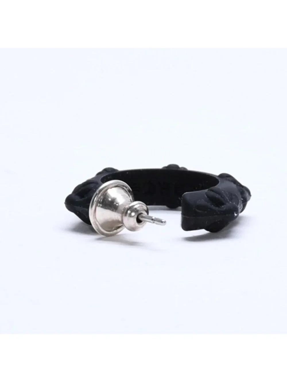 Chrome Hearts Rubber Hoop Cross Small Band Silicon Earrings Black